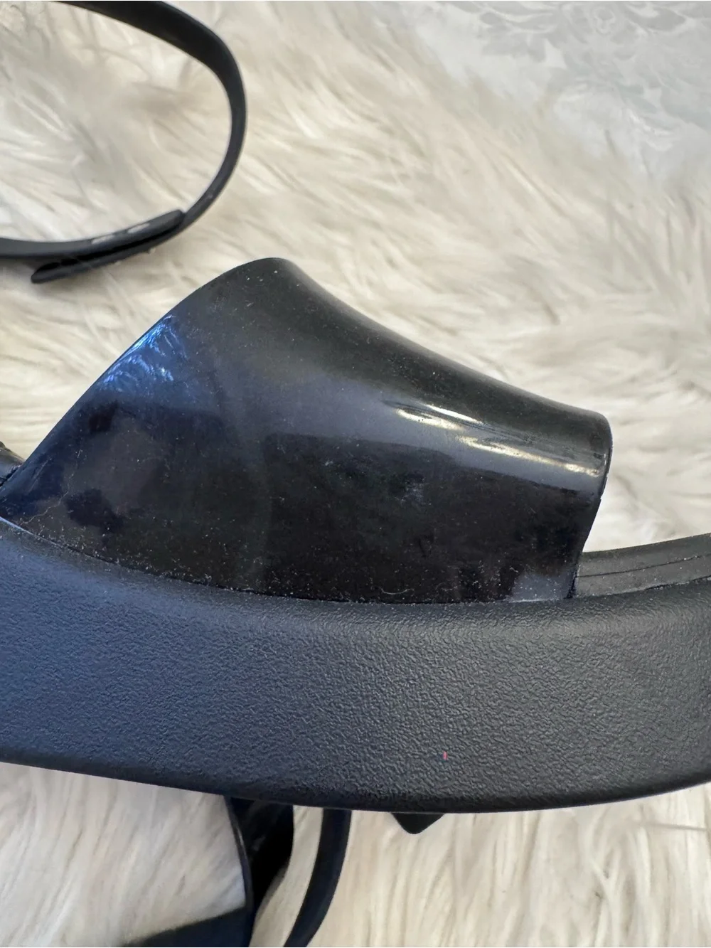 Crocs Brooklyn Wedge Ankle Strap Black High Shine Sandal Comfort Shoe Size 11